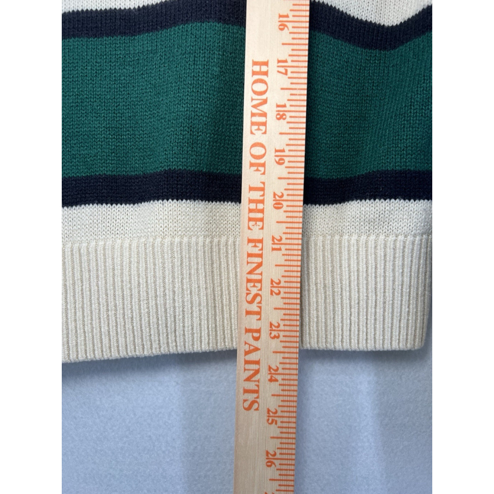 H&M Divided Striped Sweater Green White Woman’s Medium Crew Neck - Picture 7 of 11